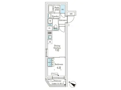 参宮橋ビューアパートメント(1DK/2階)の間取り写真