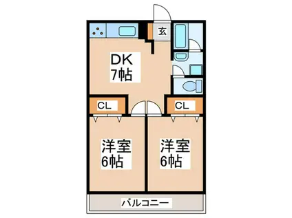 福池マンション(2DK/4階)の間取り写真