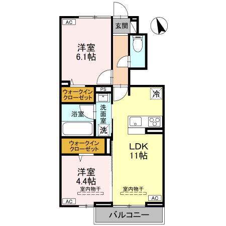 カーサ ミカサ(2LDK/1階)の間取り写真