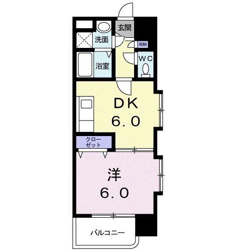 パ-ムヒルズマンション(1DK/3階)の間取り写真