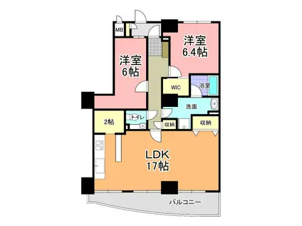 三の丸グランキャッスルタワー(2LDK/15階)の間取り写真
