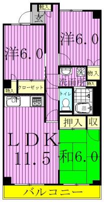 ポルシェ柏(2LDK/2階)の間取り写真