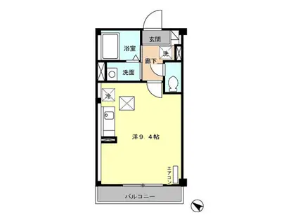 氷川台ヒルズ(ワンルーム/1階)の間取り写真