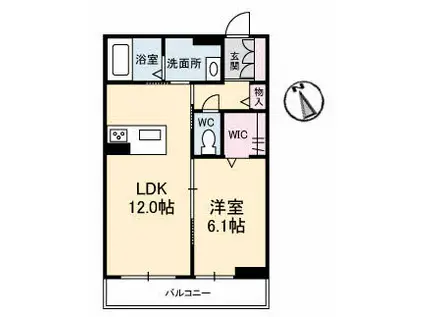 グランベレオ西新涯(1LDK/1階)の間取り写真