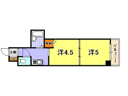 グローリー元町(2K/3階)の間取り写真