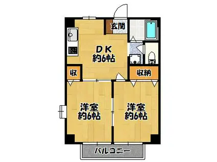 ハイツ楽翠(2DK/2階)の間取り写真