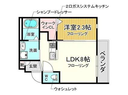 豊中市待兼山町PJ(1LDK/3階)の間取り写真