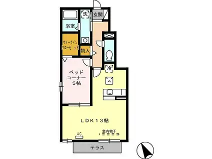 フォレストスクエア(1LDK/1階)の間取り写真