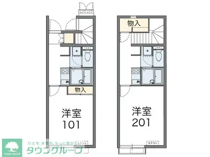 レオネクストパステルルージュウ(1K/1階)の間取り写真