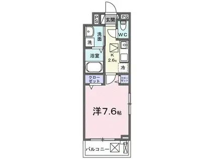 ヒカルサ豊橋小池(1K/1階)の間取り写真