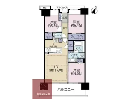 シティテラス神崎川駅前 ND棟(3LDK/3階)の間取り写真
