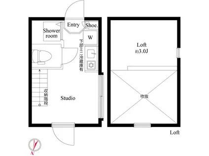 ハーモニーテラス北小岩XII(ワンルーム/2階)の間取り写真
