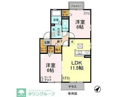 サニーフィールド A・B(2LDK/1階)の間取り写真