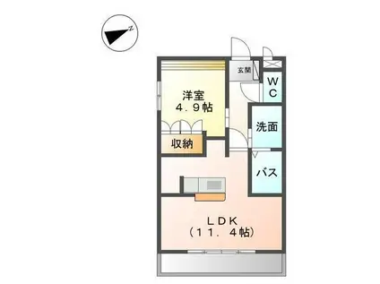 シャングリシーヌ(1LDK/2階)の間取り写真