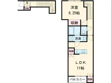 シャインS栄田(1LDK/2階)の間取り写真
