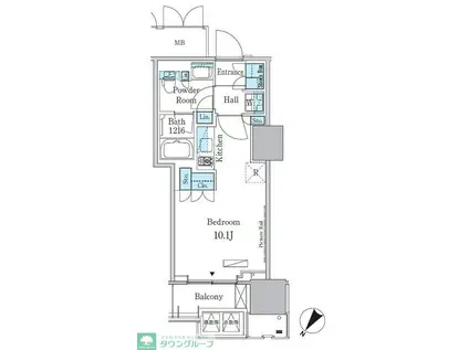 HARUMI FLAG PORT VILLAGE A棟(ワンルーム/9階)の間取り写真