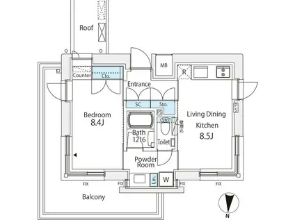 番町會所(1LDK/4階)の間取り写真