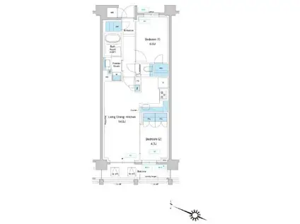 プレディアコート鷺沼(2LDK/1階)の間取り写真