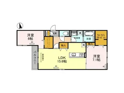 RACCOLT阪南町(2LDK/3階)の間取り写真