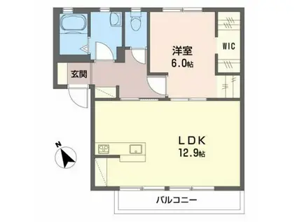 メゾン・フローラ B(1LDK/1階)の間取り写真