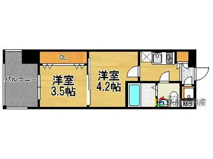 ORIENT BLD NO.60 V-T(2K/21階)の間取り写真