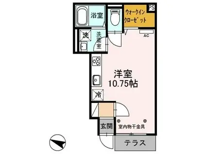 ボヌールK(ワンルーム/1階)の間取り写真