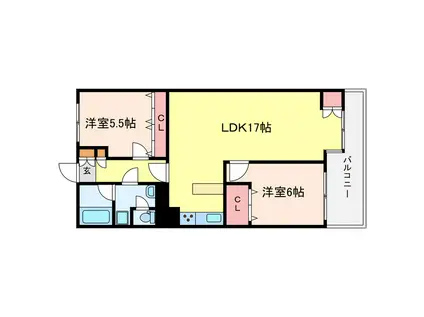 ドルミ堂島(2LDK/7階)の間取り写真