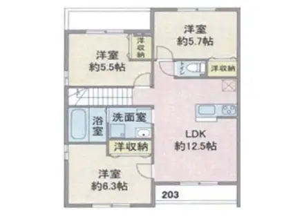 プラサートハウス1(2LDK/1階)の間取り写真