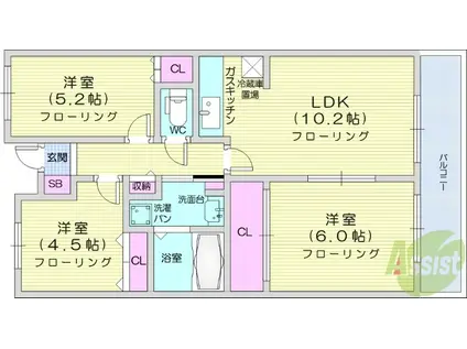 グランドール泉中央Ⅱ(3LDK/1階)の間取り写真