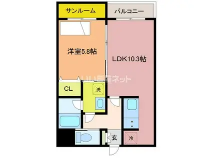 VIA・LATTEA II(1LDK/5階)の間取り写真