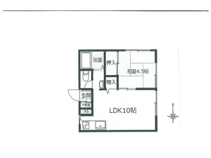 ビューラ山手(1LDK/1階)の間取り写真