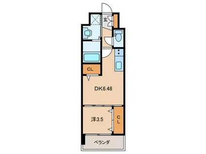 ギャラクシー西小倉(1DK/3階)の間取り写真