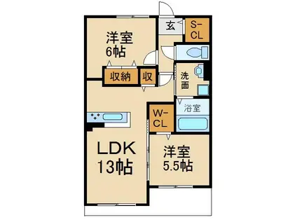 ヴィーブル88II(2LDK/1階)の間取り写真