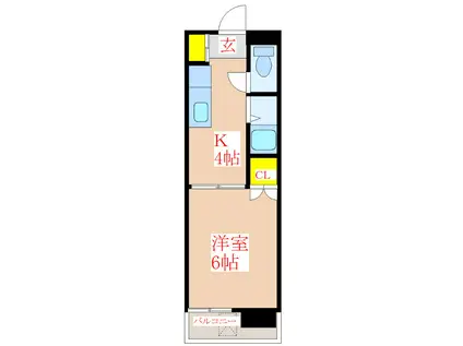 山本ビル(1K/6階)の間取り写真