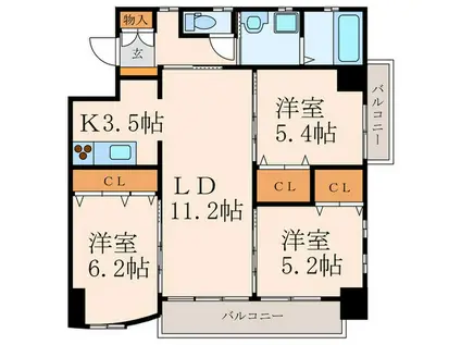 MDIロイヤルレジデンス大手町(3LDK/8階)の間取り写真