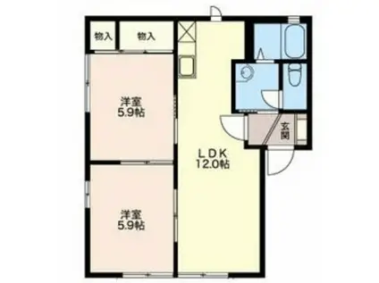 ウィステリア菊川C(2LDK/2階)の間取り写真