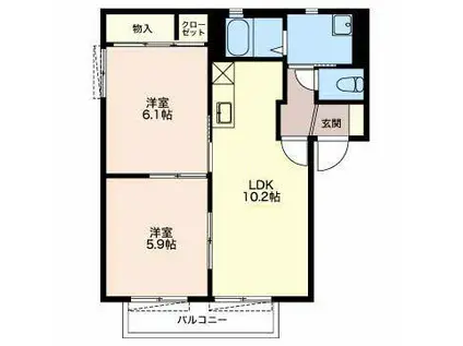 サニーアーク D棟(2LDK/1階)の間取り写真