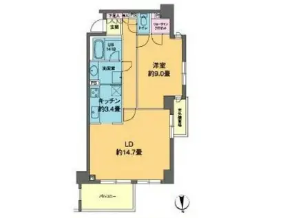 カスタリア高輪(1LDK/2階)の間取り写真