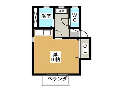 コーポピクルI(ワンルーム/2階)の間取り写真