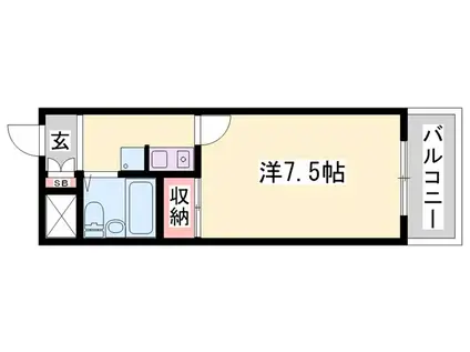 ロイヤルヒルズ北平野(1K/2階)の間取り写真