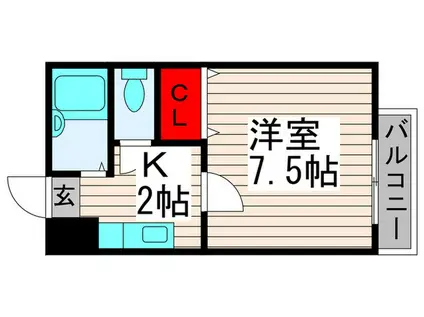 グラントワ谷在家(1K/3階)の間取り写真