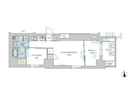 ブリリアイスト浅草(2LDK/3階)の間取り写真