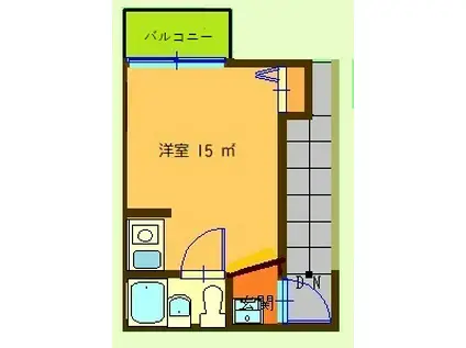 サンハイツ堀江(ワンルーム/2階)の間取り写真