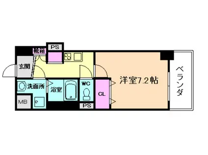 レオンコンフォート天神橋(1K/6階)の間取り写真