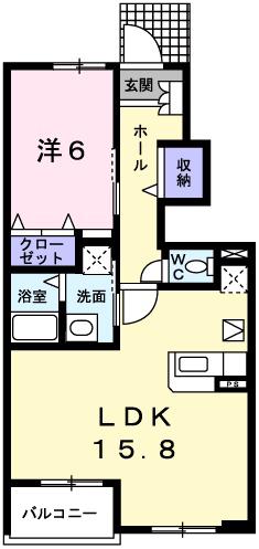 クール・ヴィヴァーチェ B棟(1LDK/1階)の間取り写真