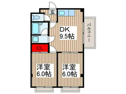 レイナード(2DK/2階)の間取り写真