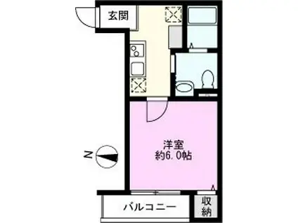 ウィングガーデン大袋(1K/3階)の間取り写真