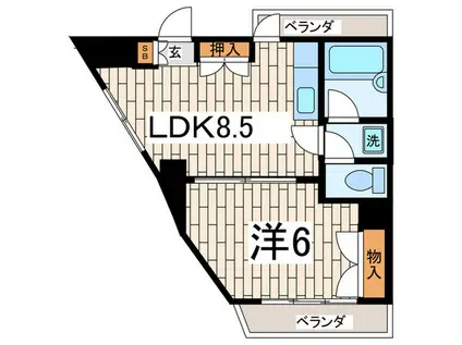 アクセスマスダ(1LDK/5階)の間取り写真