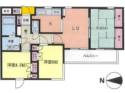 ハイツアザミリア(3LDK/2階)の間取り写真