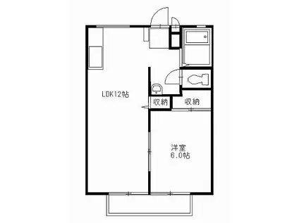 マスブチハイツA(1LDK/2階)の間取り写真
